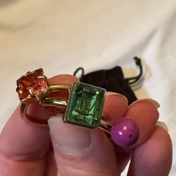 Louis Vuitton set of three gold tone multicolor rings. Size 6.5 - Picture 2 of 5